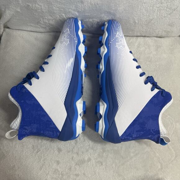 Under Armour NEW Football Cleats Mens 12 HAMMER 2 MC WHITE Blue Lace Up Logo - Picture 6 of 11